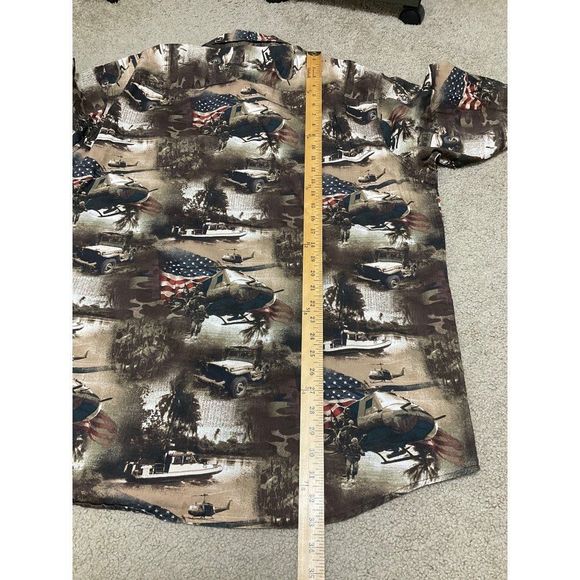 Red Head Mens XL Short Sleeve Shirt Helicopter Jeep US Flag Patriotic - Picture 8 of 8